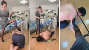 【灵灵S】恋足踢打 高跟深喉 玩死贱狗