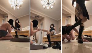 【绝美兔女王】脚底喂食-清理脏长靴白袜-97LZTD-32522